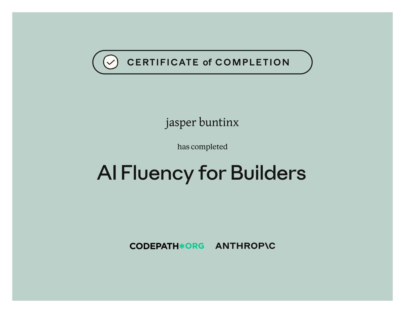 Certificate: AI Fluency for Builders
