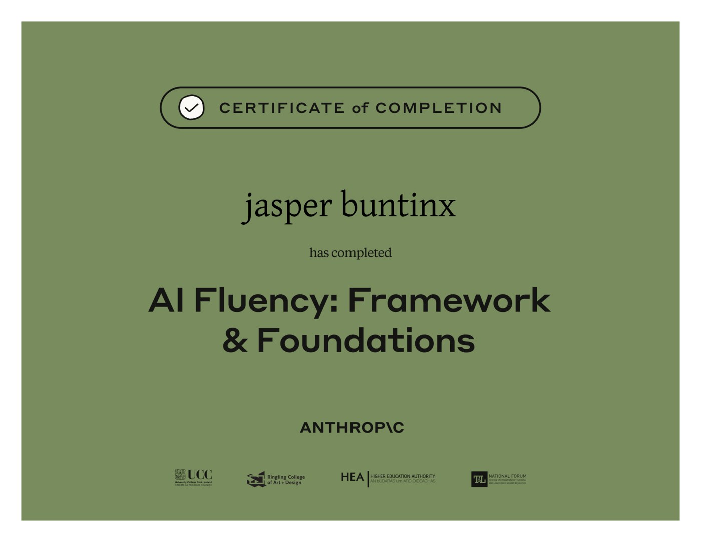 Certificate: AI Fluency: Framework & Foundations