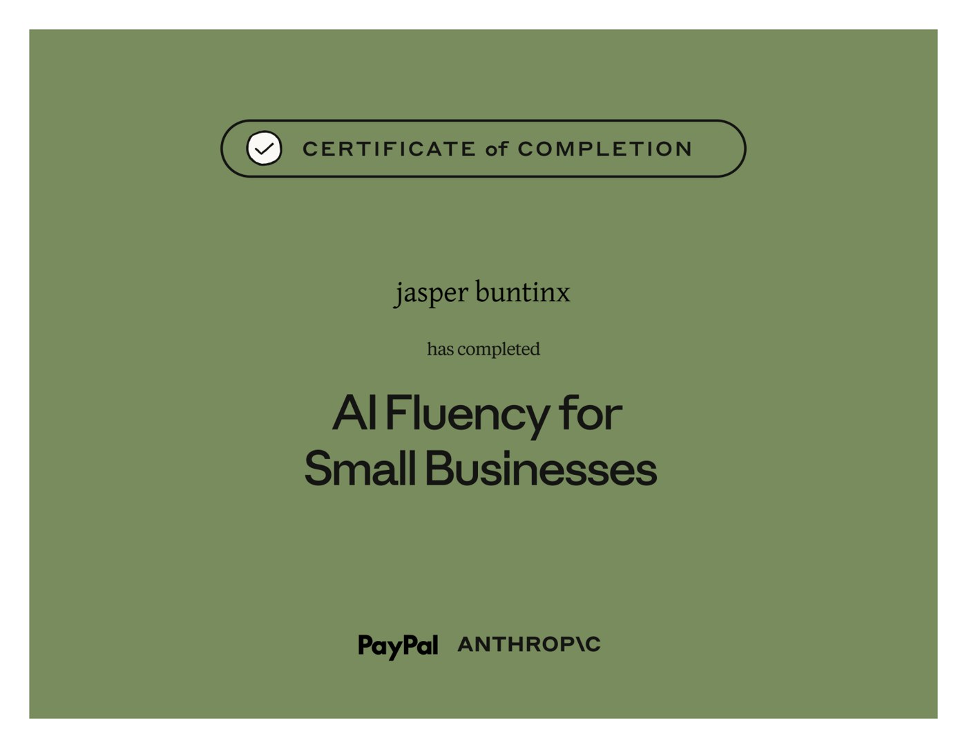 Certificate: AI Fluency for Small Businesses
