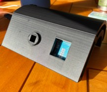 First built RFID bike lock prototype: wedge enclosure with RFID port and status display