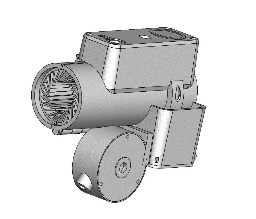 Shaded SolidWorks render of the v.04-v.05 bike lock assembly