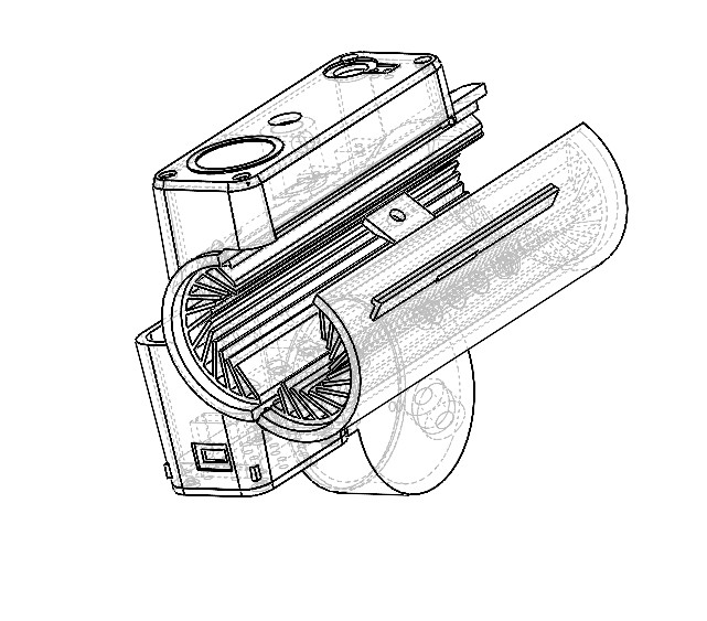 Wireframe view of the v.04-v.05 bike lock assembly